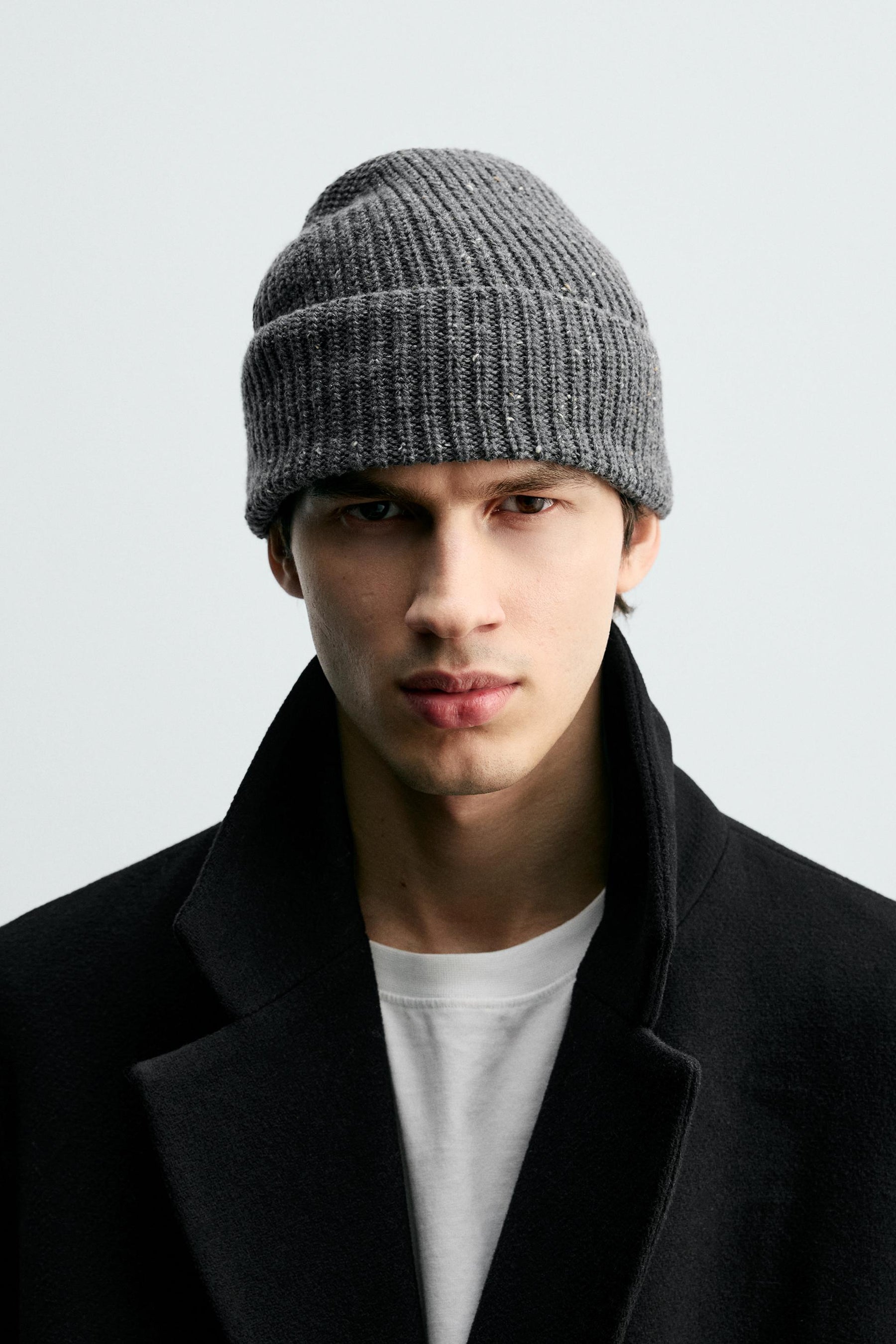 TEXTURED KNIT HAT WITH BOBBLE DETAIL - Image 1