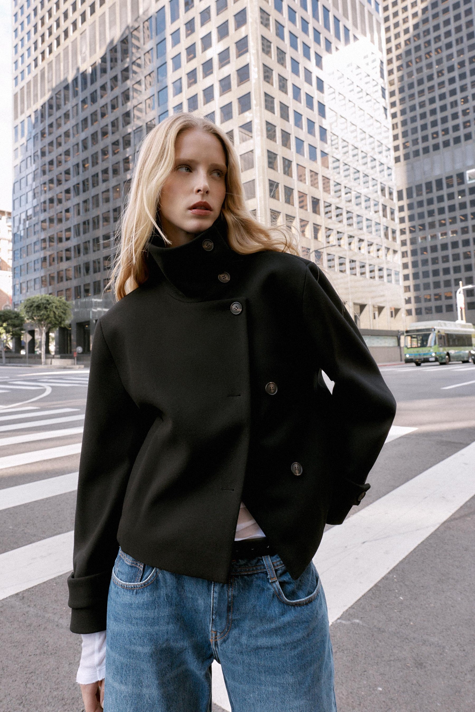 Mantel mit hohem Kragen 