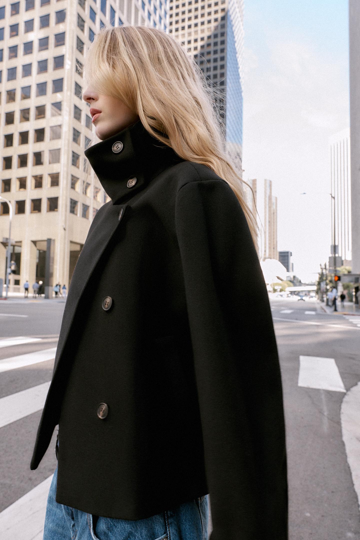 Mantel mit hohem Kragen 