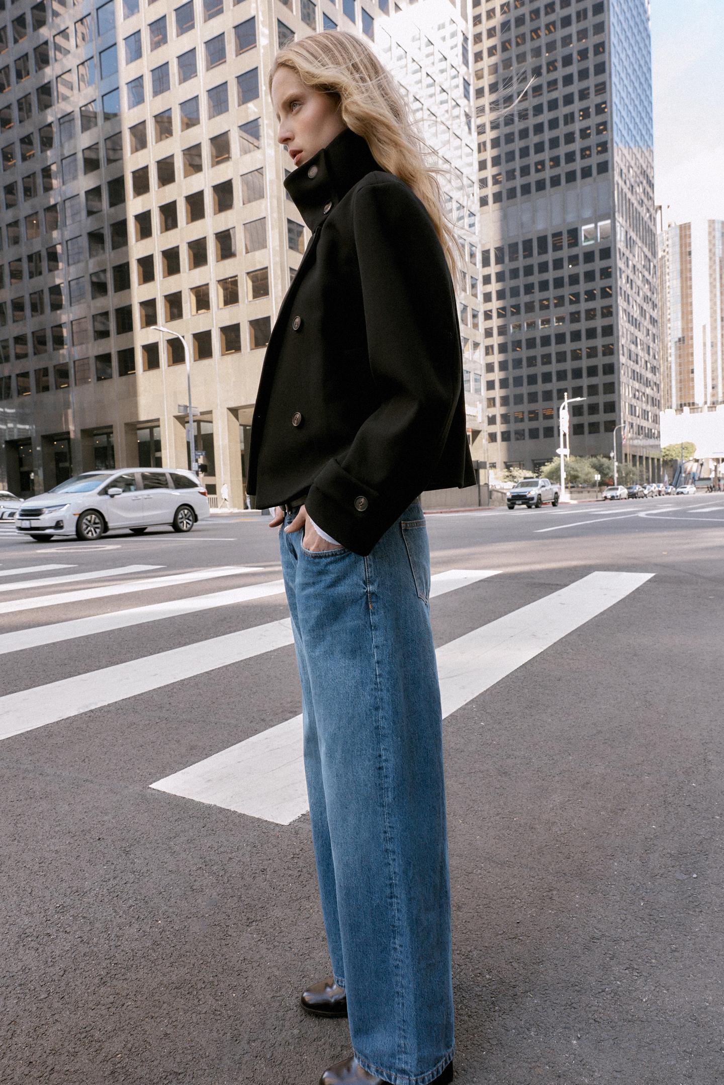 Mantel mit hohem Kragen 