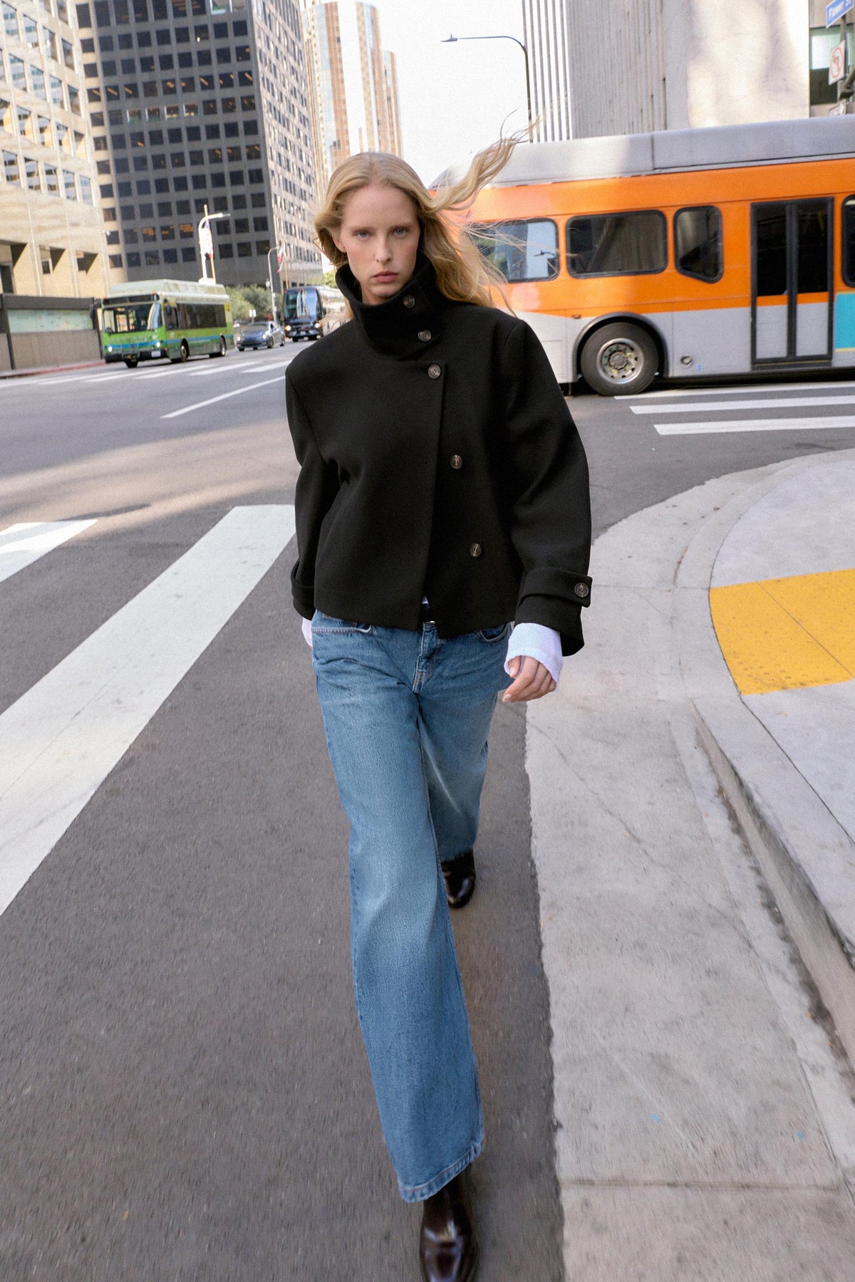 Mantel mit hohem Kragen 