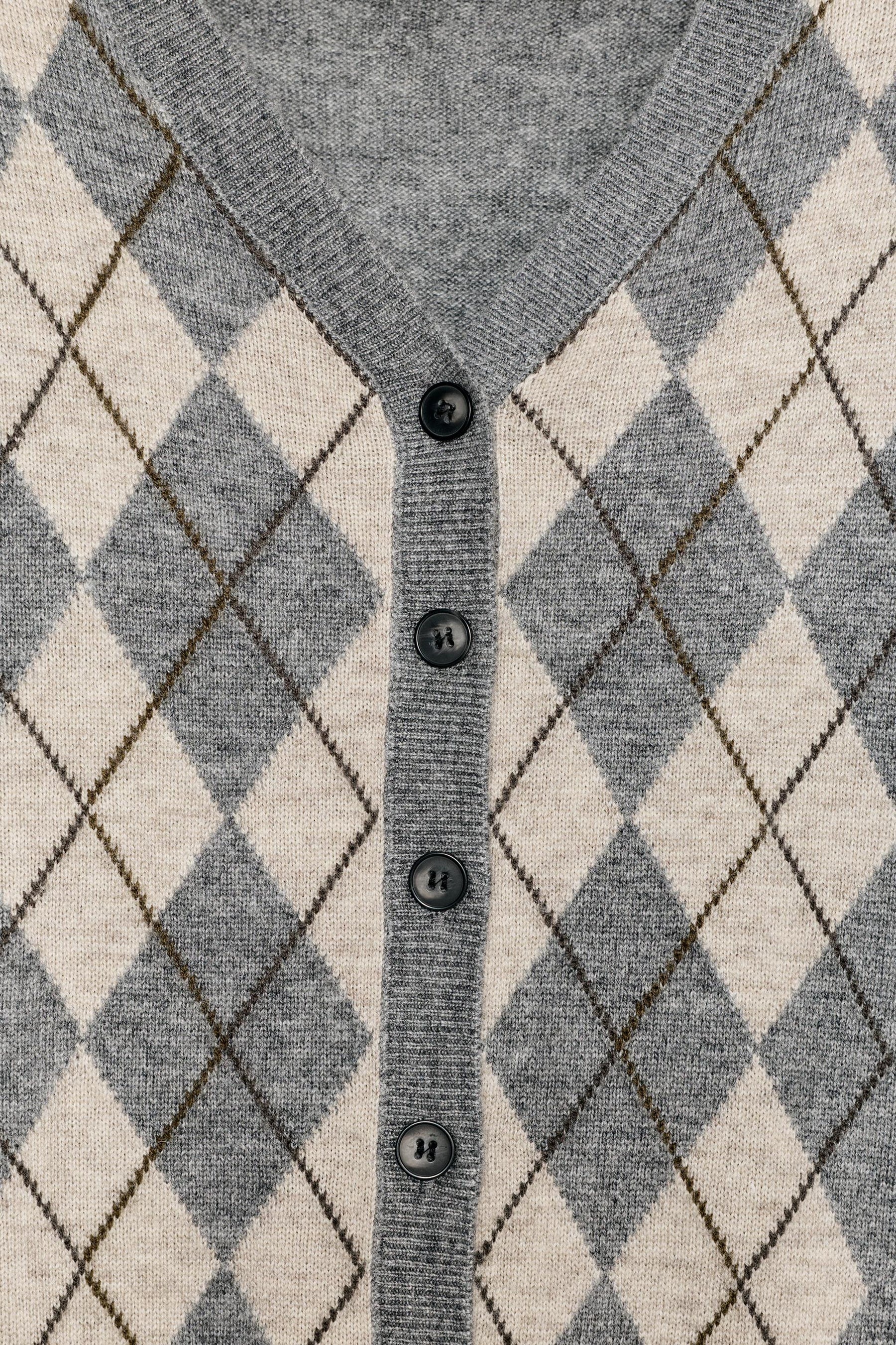 Cardigan aus Wollmischung mit Argyle-Muster