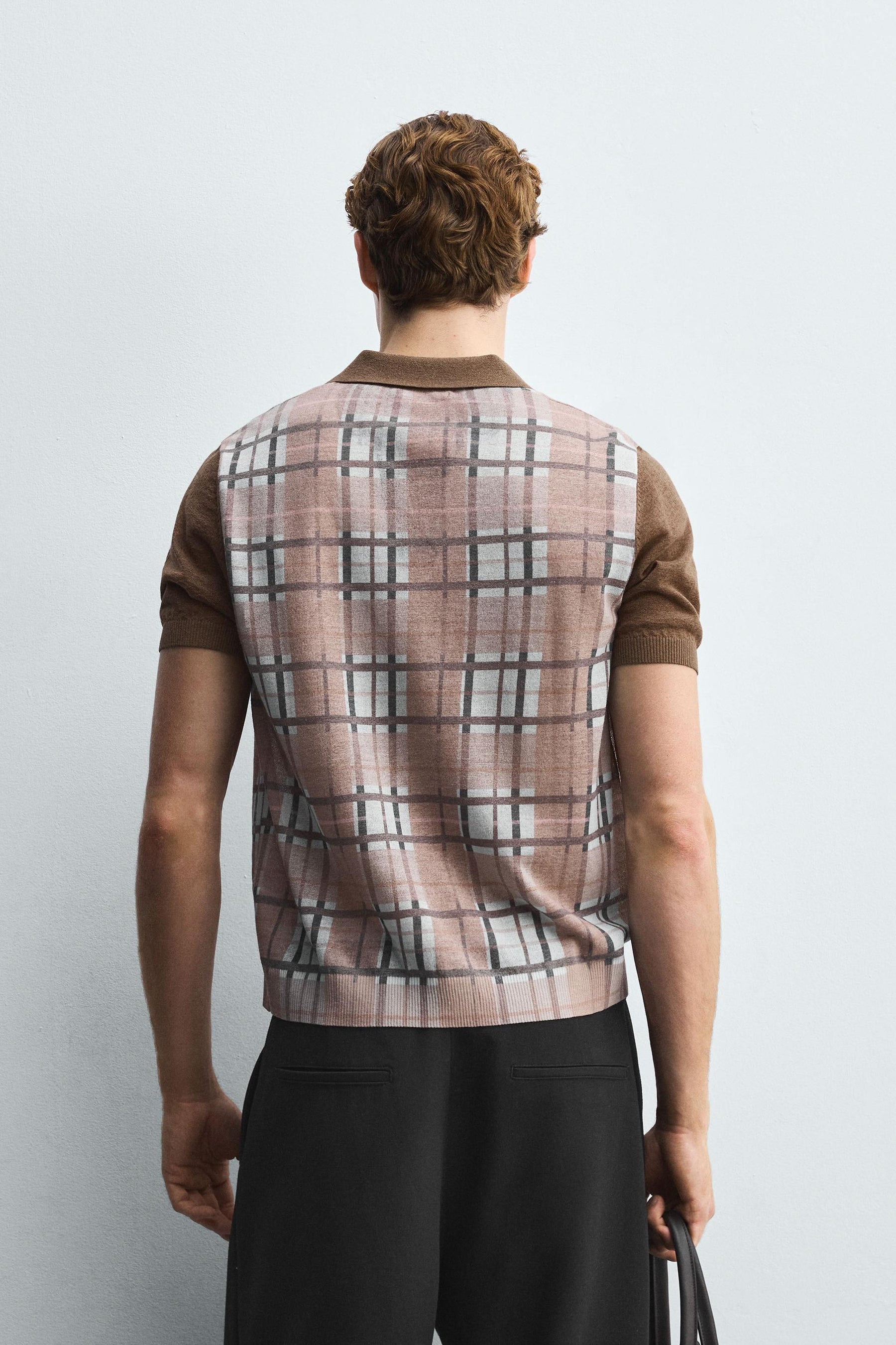 CHECK PRINT KNIT POLO SHIRT - Image 3