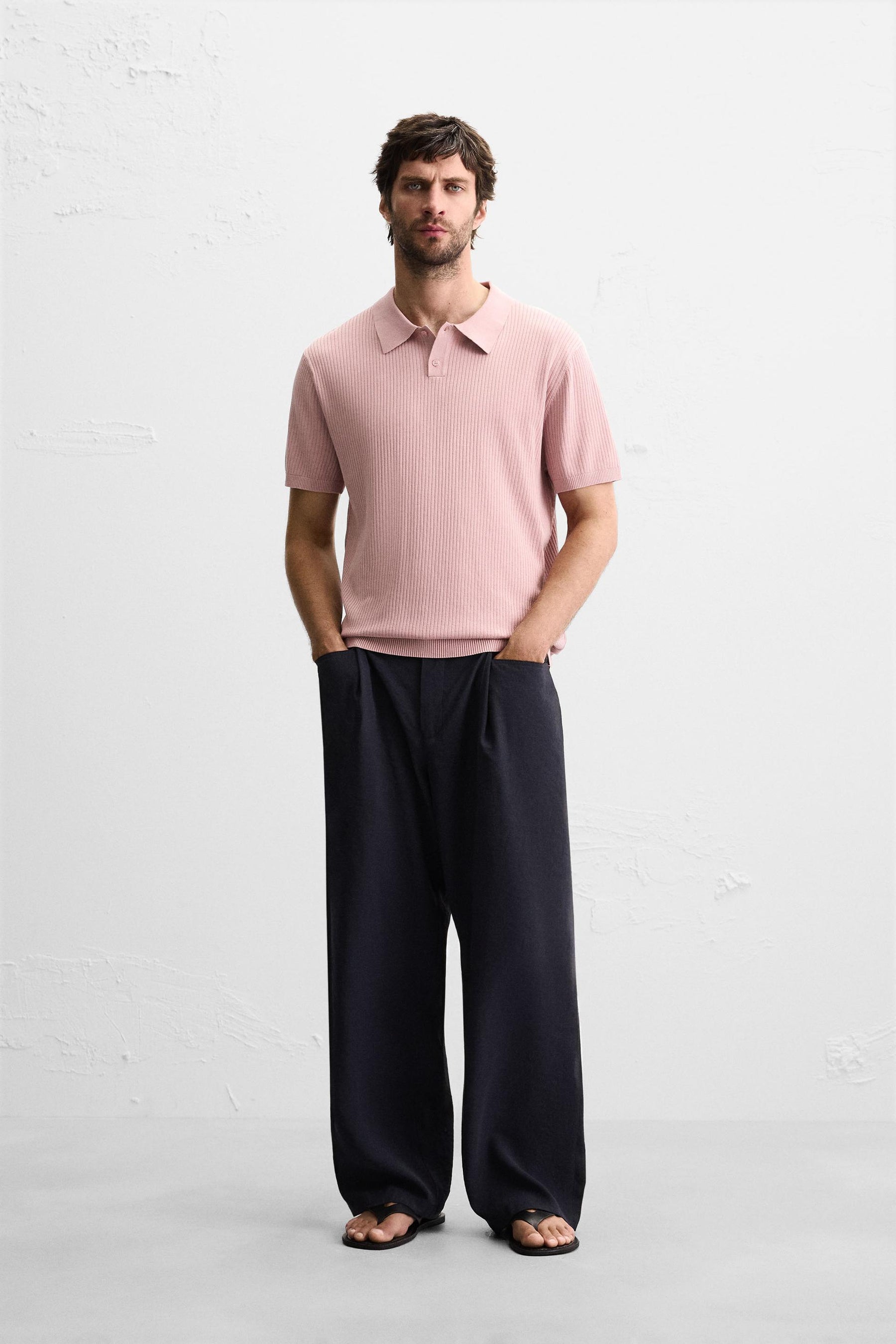 RIB KNIT POLO SHIRT - Image 1