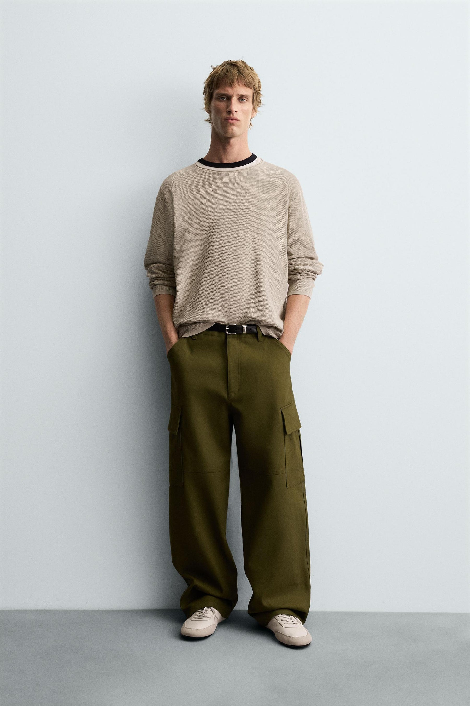 TEXTURED WASHED SWEATER - Image 1
