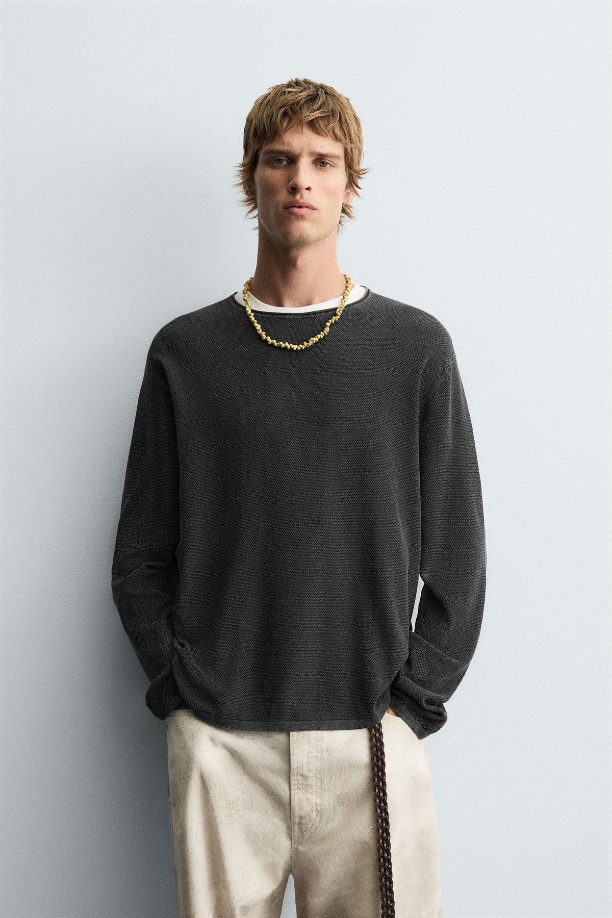 TEXTURED WASHED SWEATER - Image 2