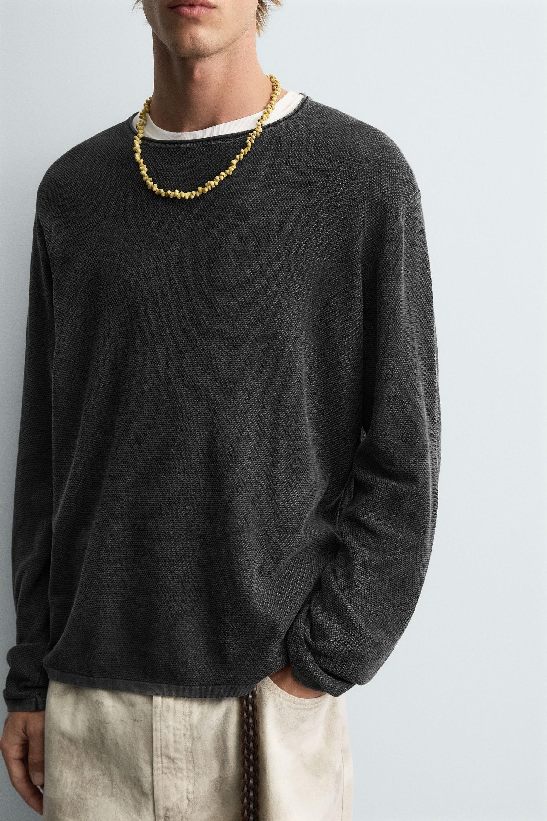 TEXTURED WASHED SWEATER - Image 6