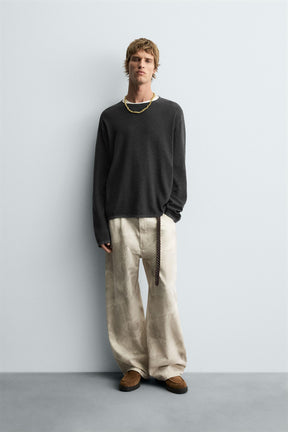 TEXTURED WASHED SWEATER - Image 1