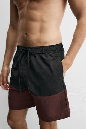 COLOUR BLOCK LONG SWIMMING TRUNKS - Image 5