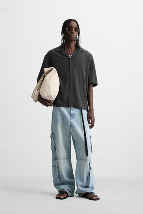 CREASED-EFFECT TEXTURED SHIRT - Image 1