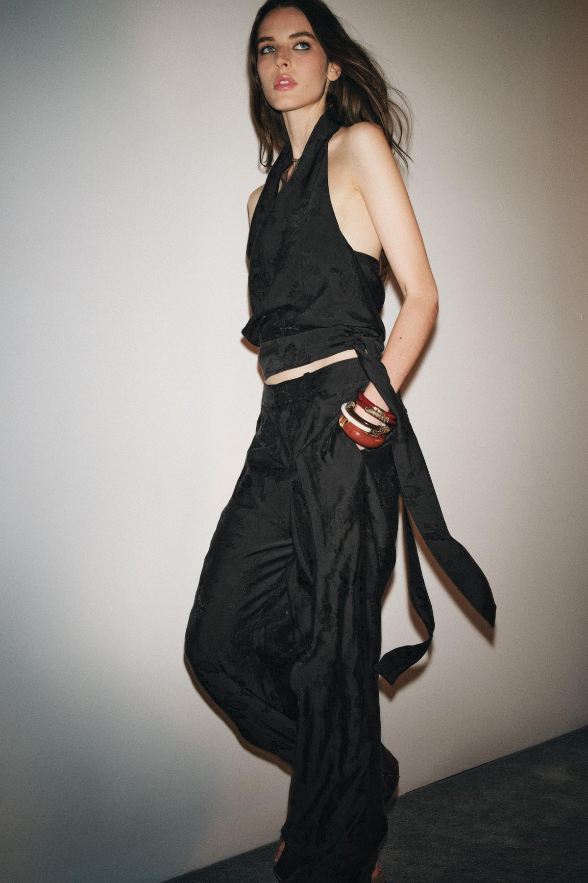 Hose mit Blumenjacquardmuster