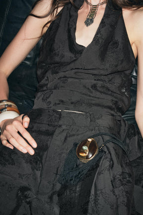 Neckholder-Top mit Blumenjacquardmuster