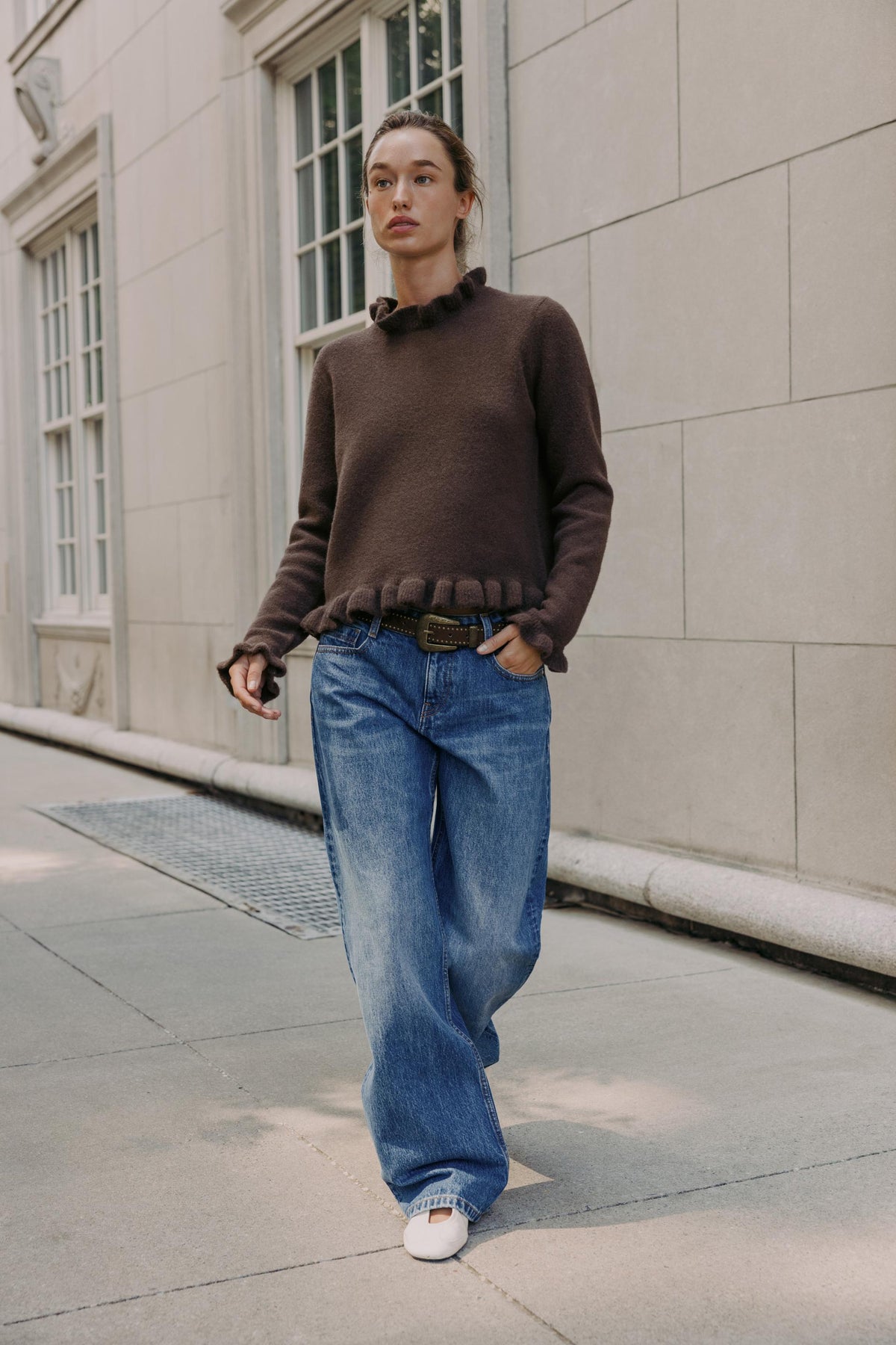 Rüschenstrickpullover