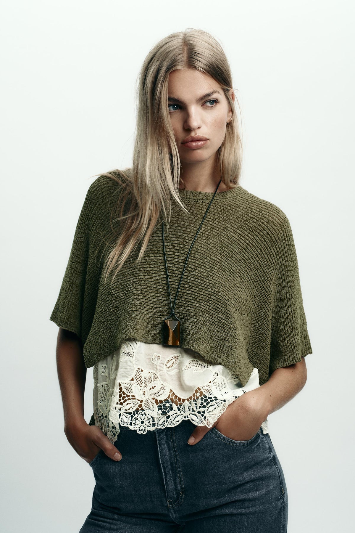 Kontraststrickpullover