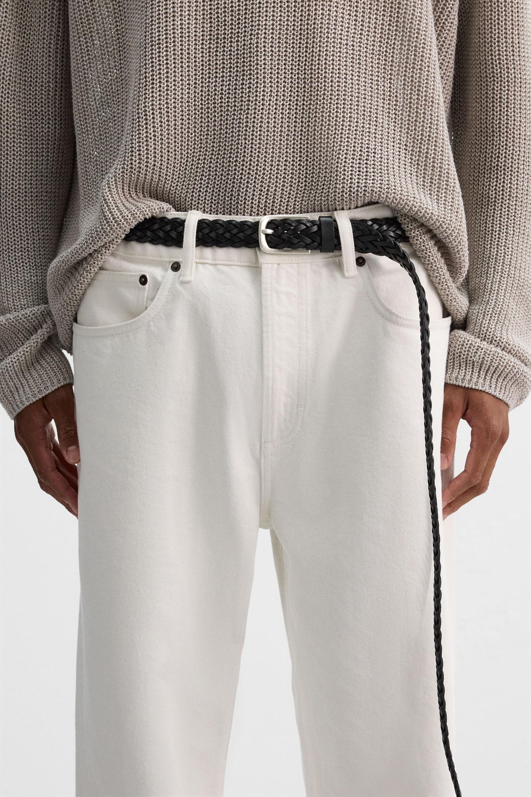 LONG BRAIDED LEATHER BELT - Image 1