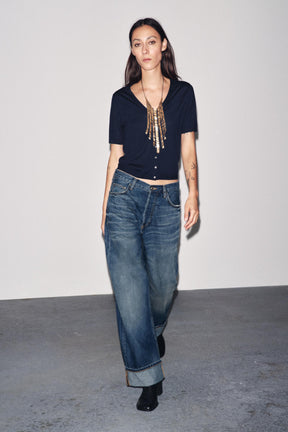 Wollstrickjacke mit kurzen Ärmeln