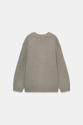 Wollstrickjacke mit V-Ausschnitt