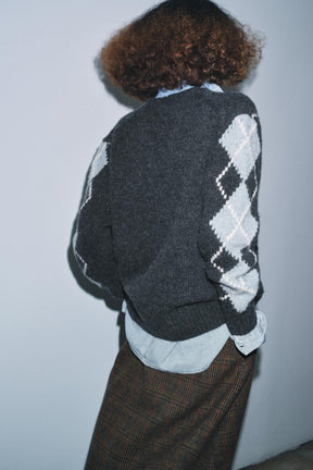 Strickjacke aus Wolle mit Argyle-Muster