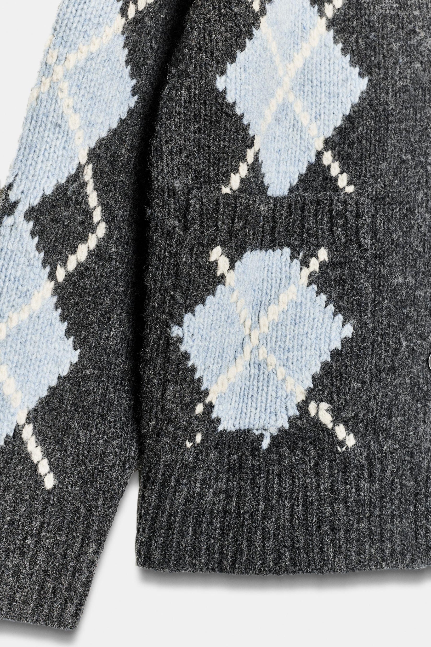 Strickjacke aus Wolle mit Argyle-Muster