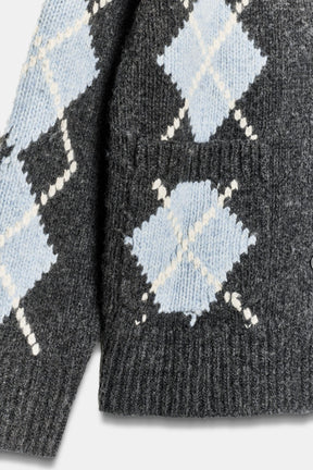 Strickjacke aus Wolle mit Argyle-Muster