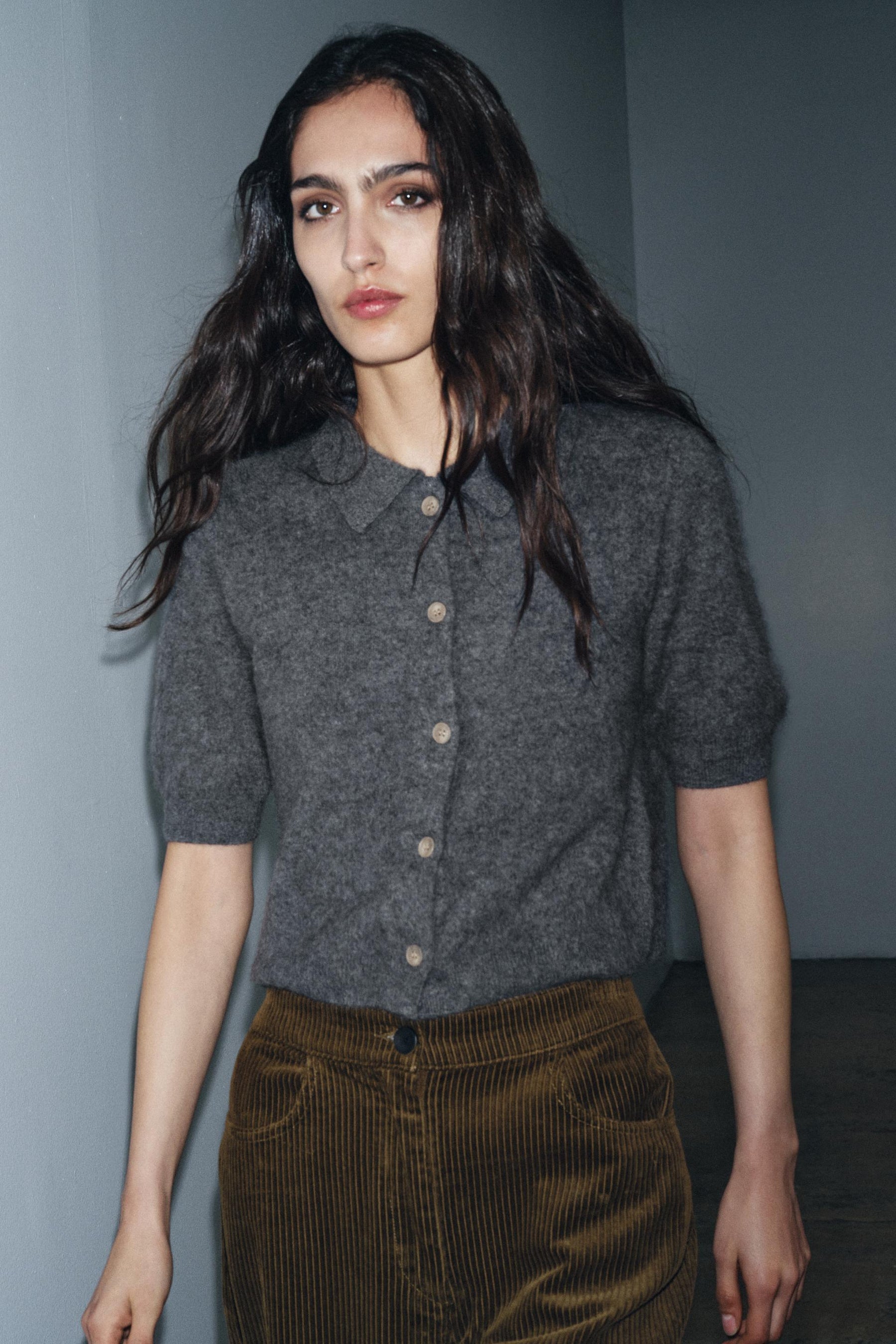 Woll-Polo-Strickjacke