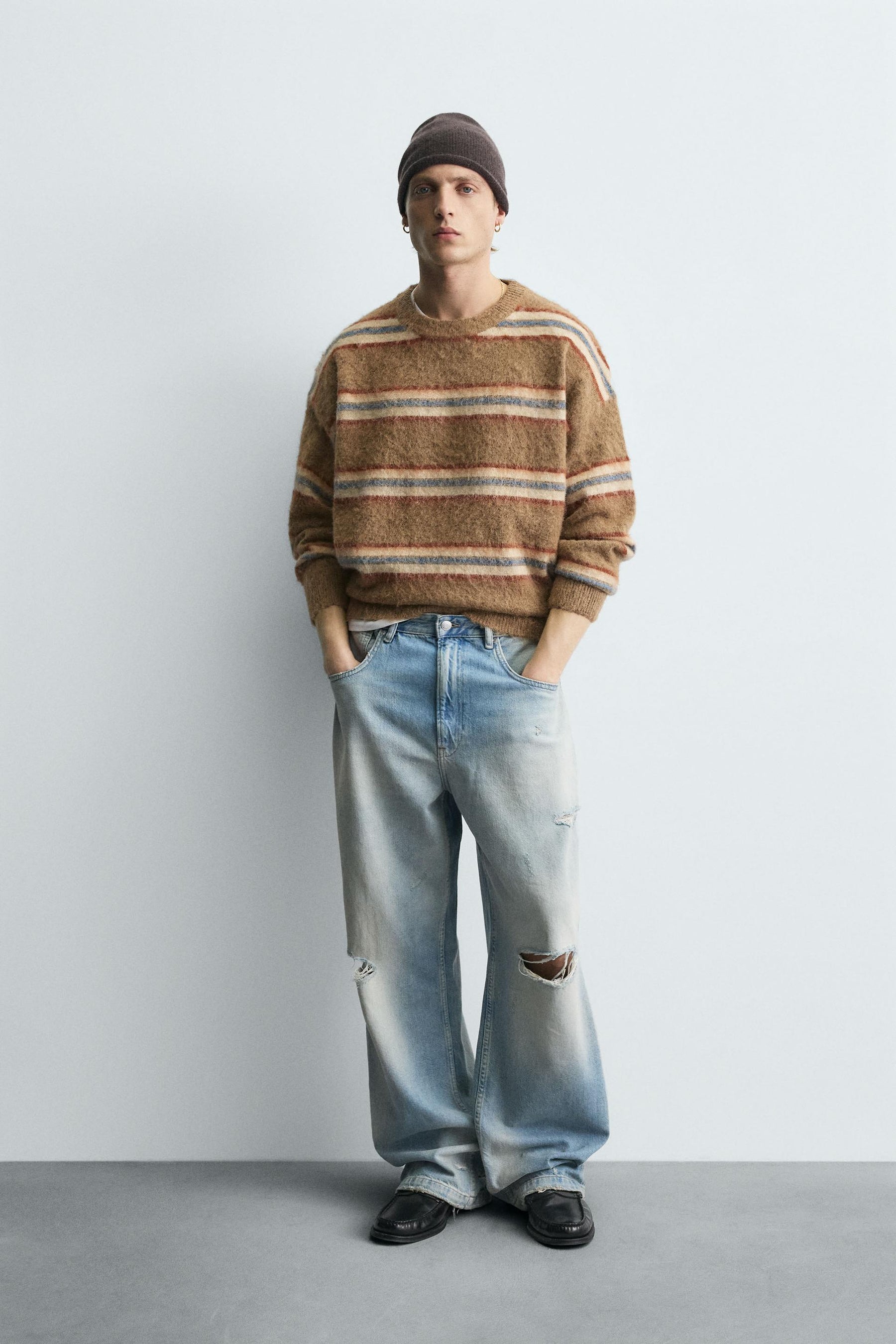 BRUSHED JACQUARD STRIPED JUMPER - Image 1
