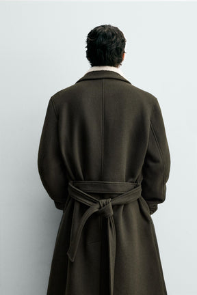 DOUBLE-BREASTED WOOL COAT WITH BELT - Image 3