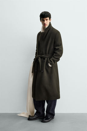 DOUBLE-BREASTED WOOL COAT WITH BELT - Image 4