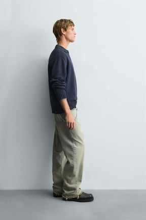 Drapierter Strickpolo