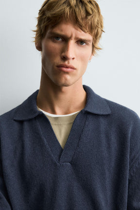 DISTRESSED KNIT POLO SHIRT - Image 5