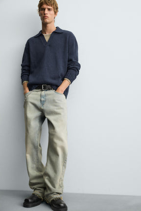 DISTRESSED KNIT POLO SHIRT - Image 6