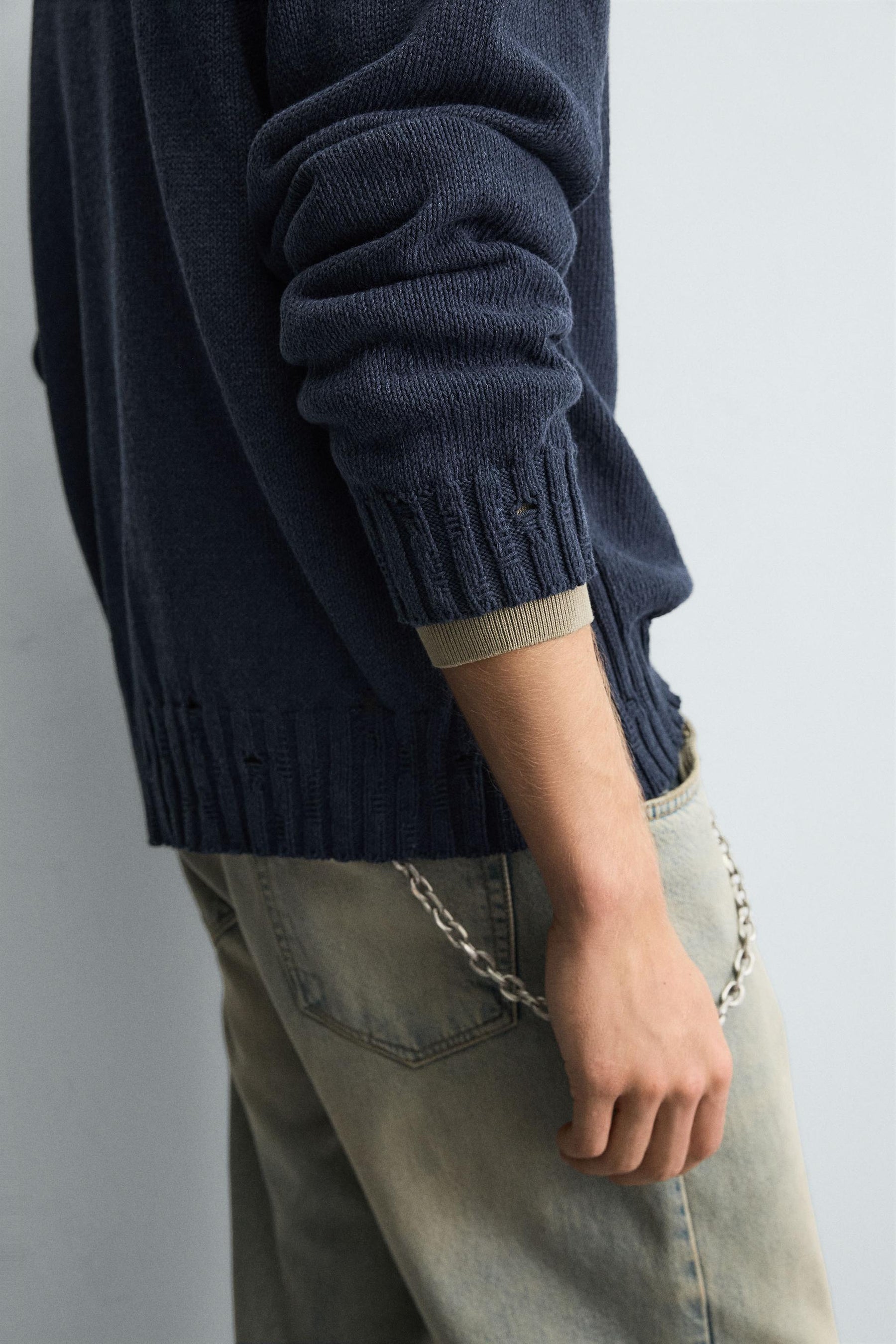 DISTRESSED KNIT POLO SHIRT - Image 7