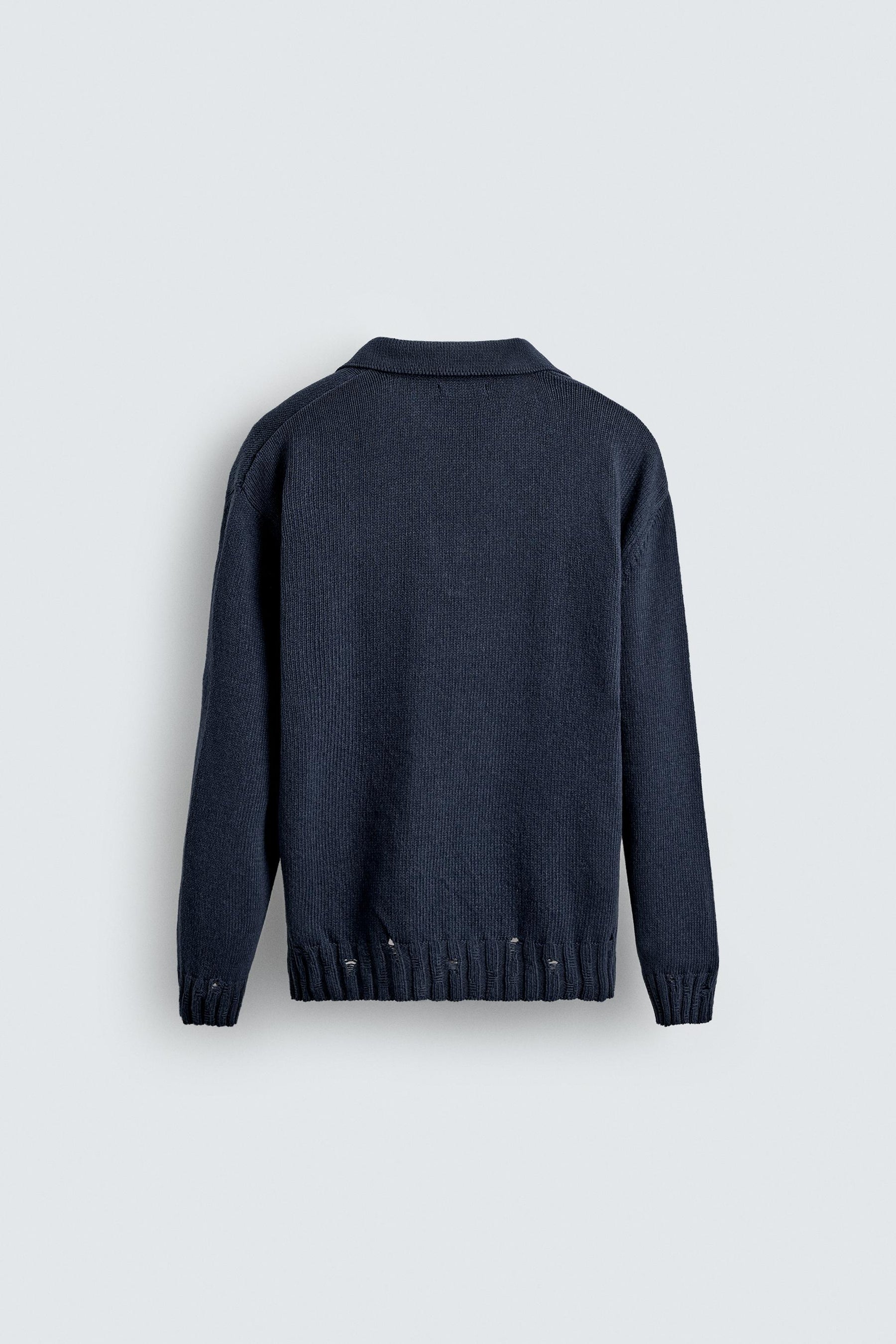 DISTRESSED KNIT POLO SHIRT - Image 8