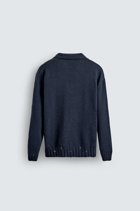 DISTRESSED KNIT POLO SHIRT - Image 8