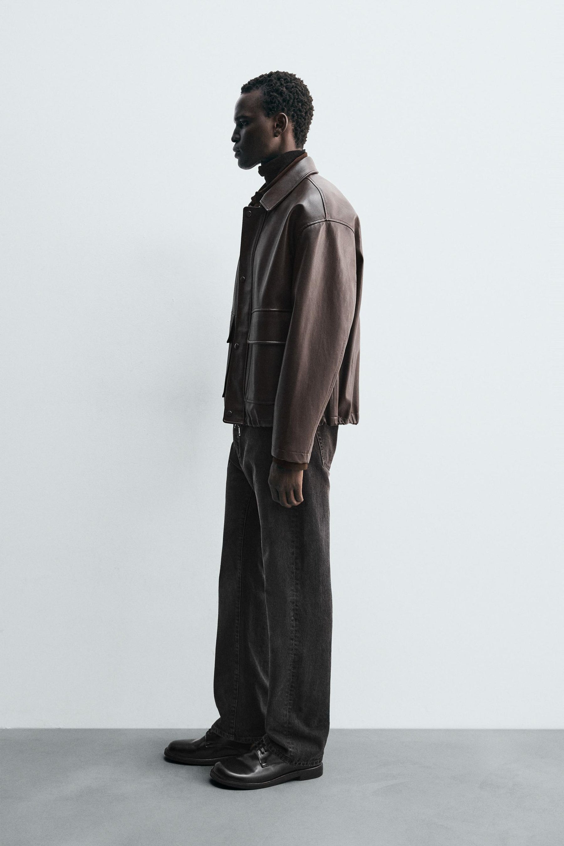 RELAXED FIT FAUX LEATHER JACKET - Image 4