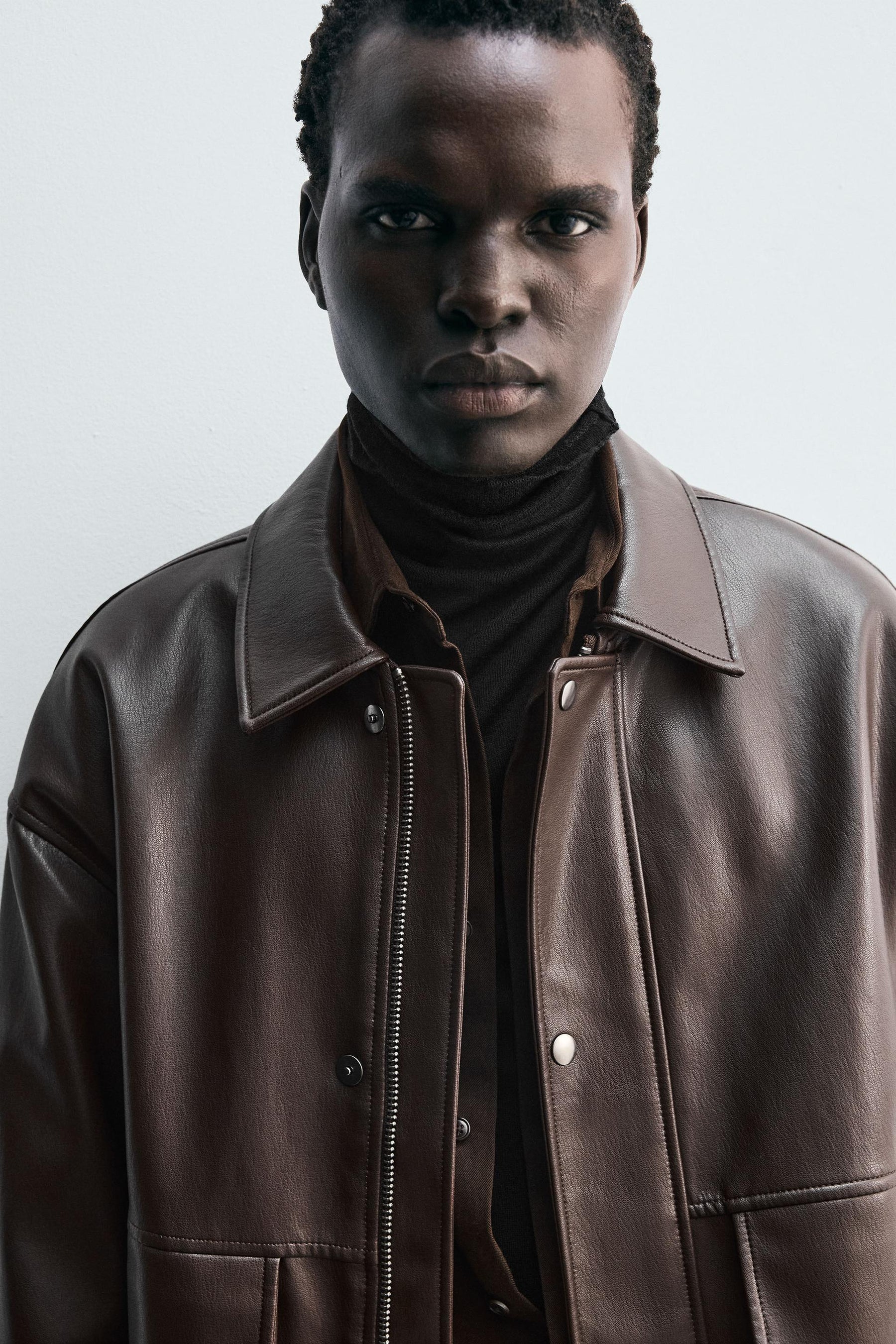 RELAXED FIT FAUX LEATHER JACKET - Image 5