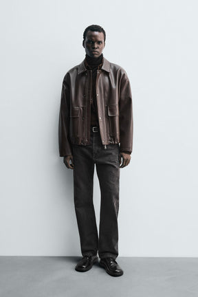 RELAXED FIT FAUX LEATHER JACKET - Image 1