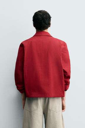 COTTON HERRINGBONE OVERSHIRT - Image 3