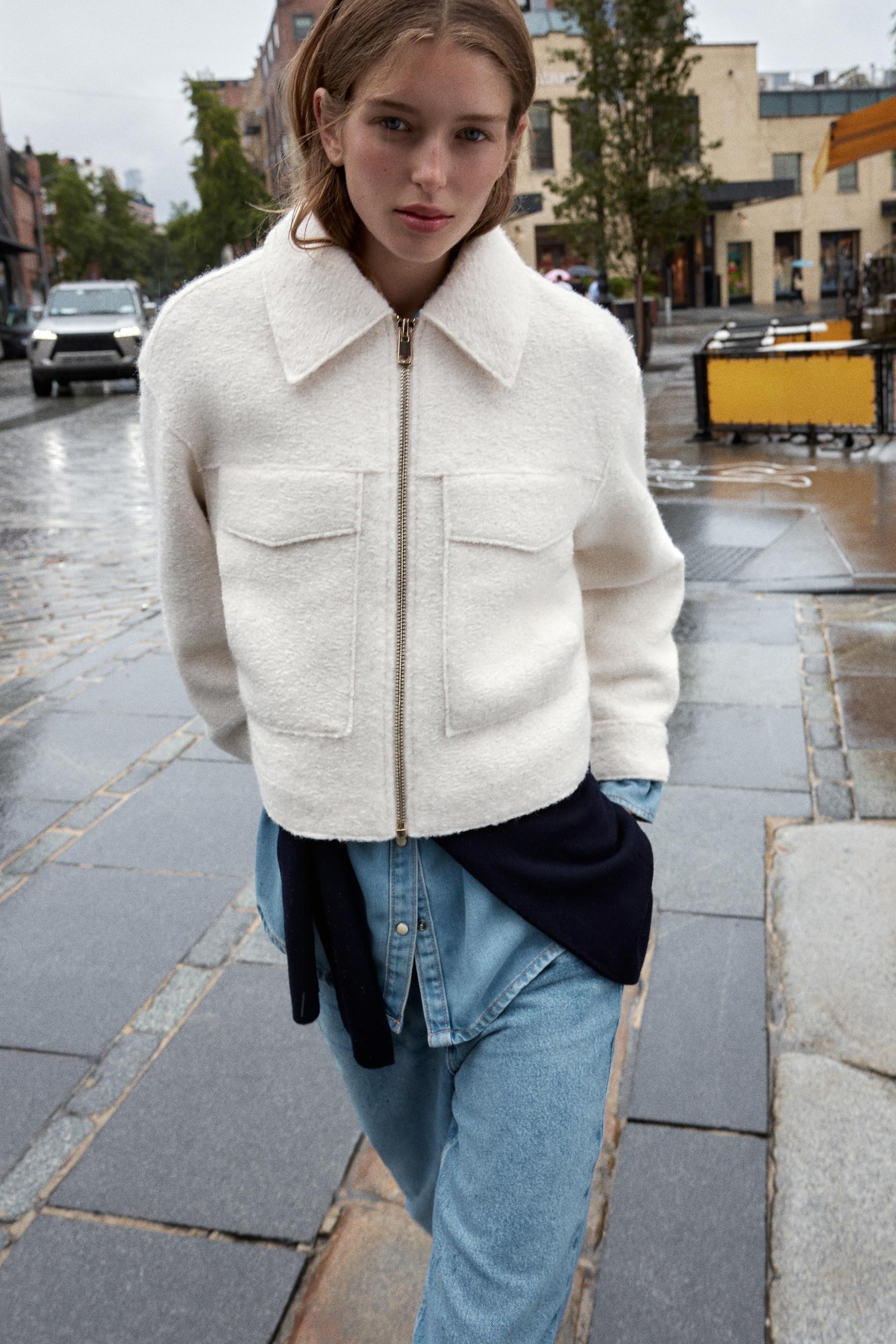 Bouclé-Jacke mit Taschen