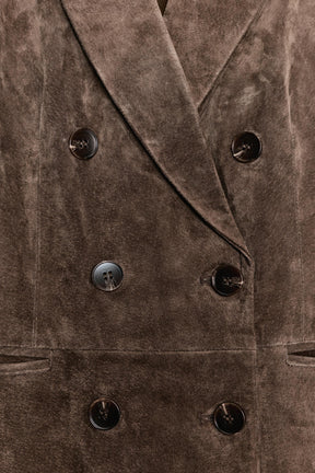 Zweireihiger Lederblazer