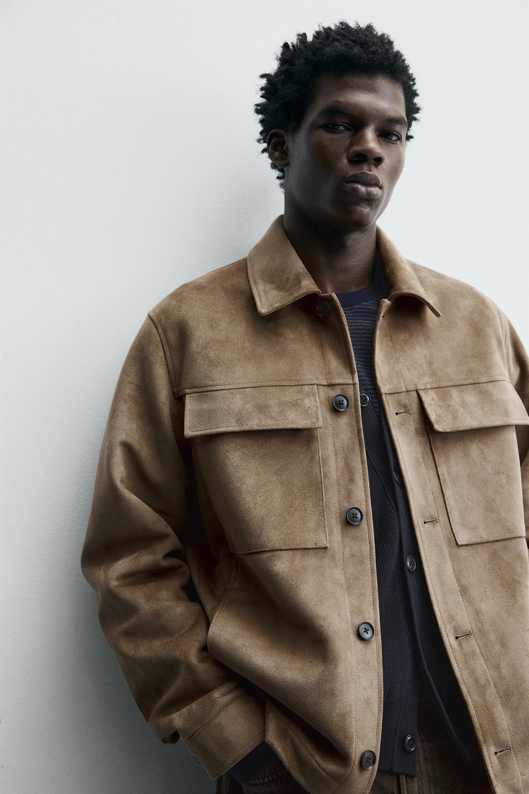 Wildlederimitat-Overshirt