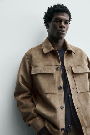 Wildlederimitat-Overshirt