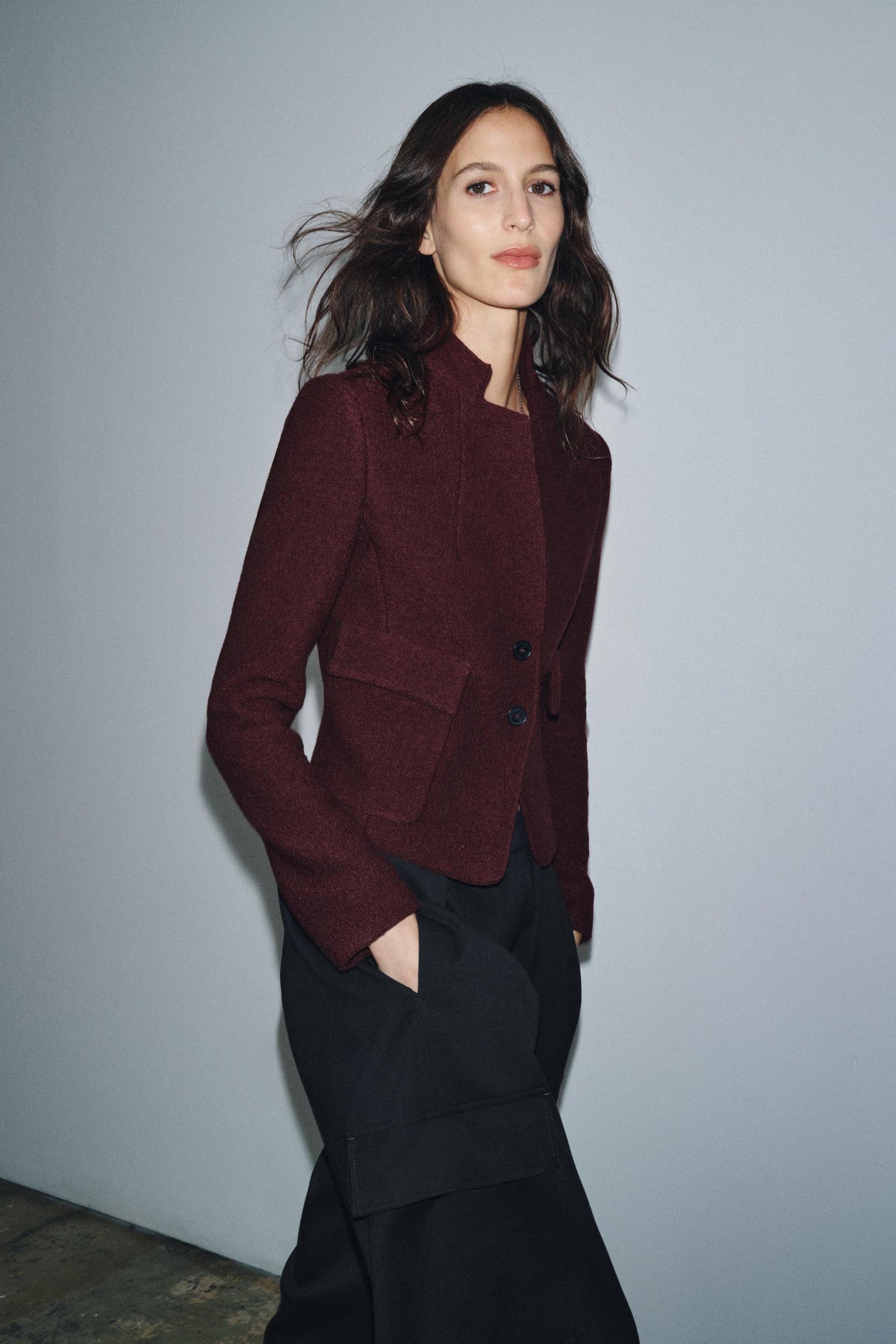 Taillierte Jacke aus Wollbouclé