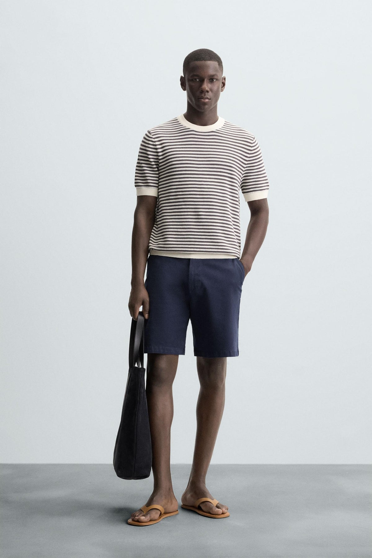STRIPED KNIT T-SHIRT - Image 1