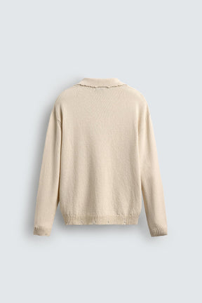 KNITTED RIPPED-EFFECT POLO SHIRT - Image 7