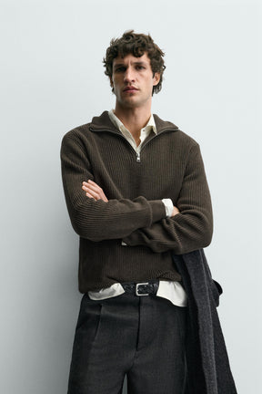 Strickpullover mit Reißverschluss