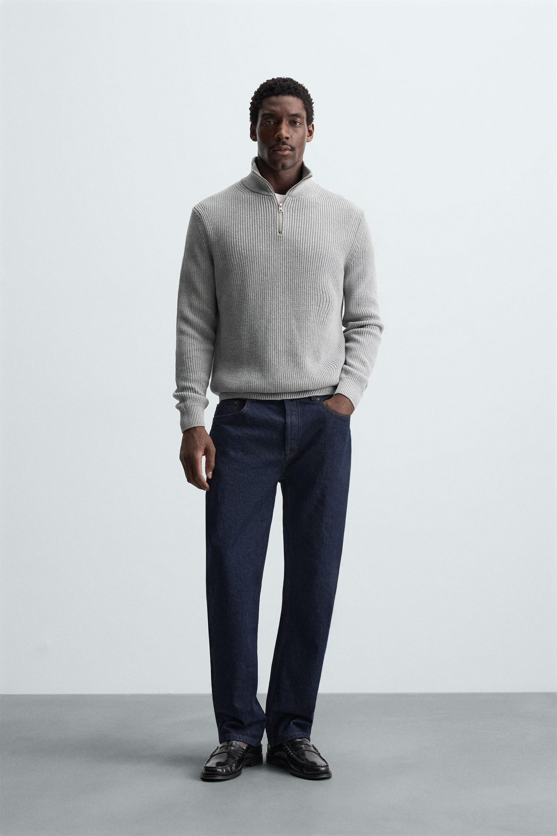 PURL KNIT QUARTER-ZIP JUMPER - Image 1
