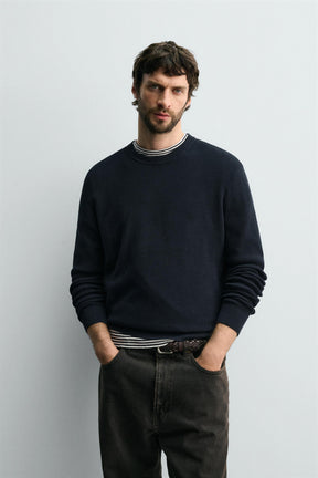 REGULAR FIT WAFFLE JUMPER - Image 2