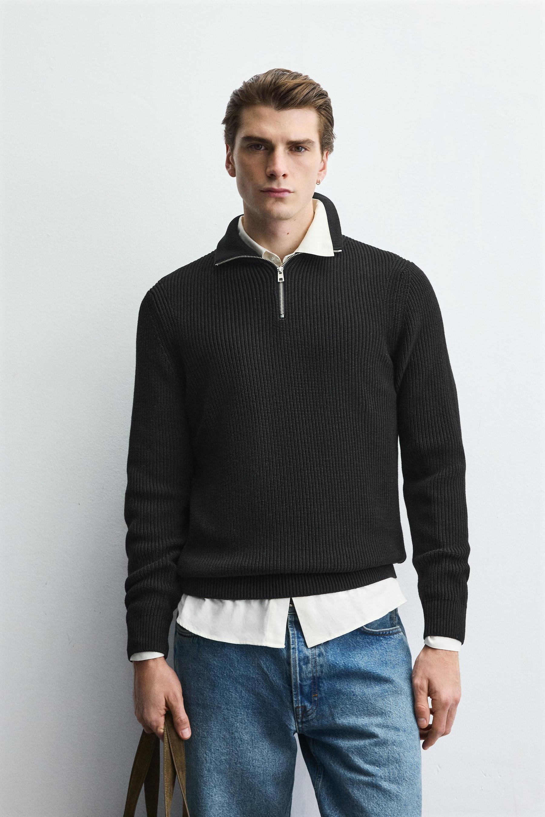 PURL KNIT QUARTER-ZIP JUMPER - Image 2