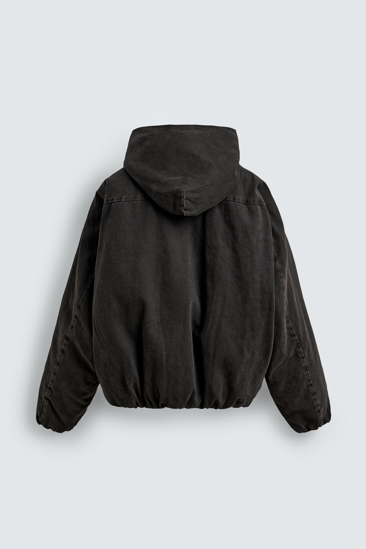 Jeans-Pufferjacke mit Kapuze 